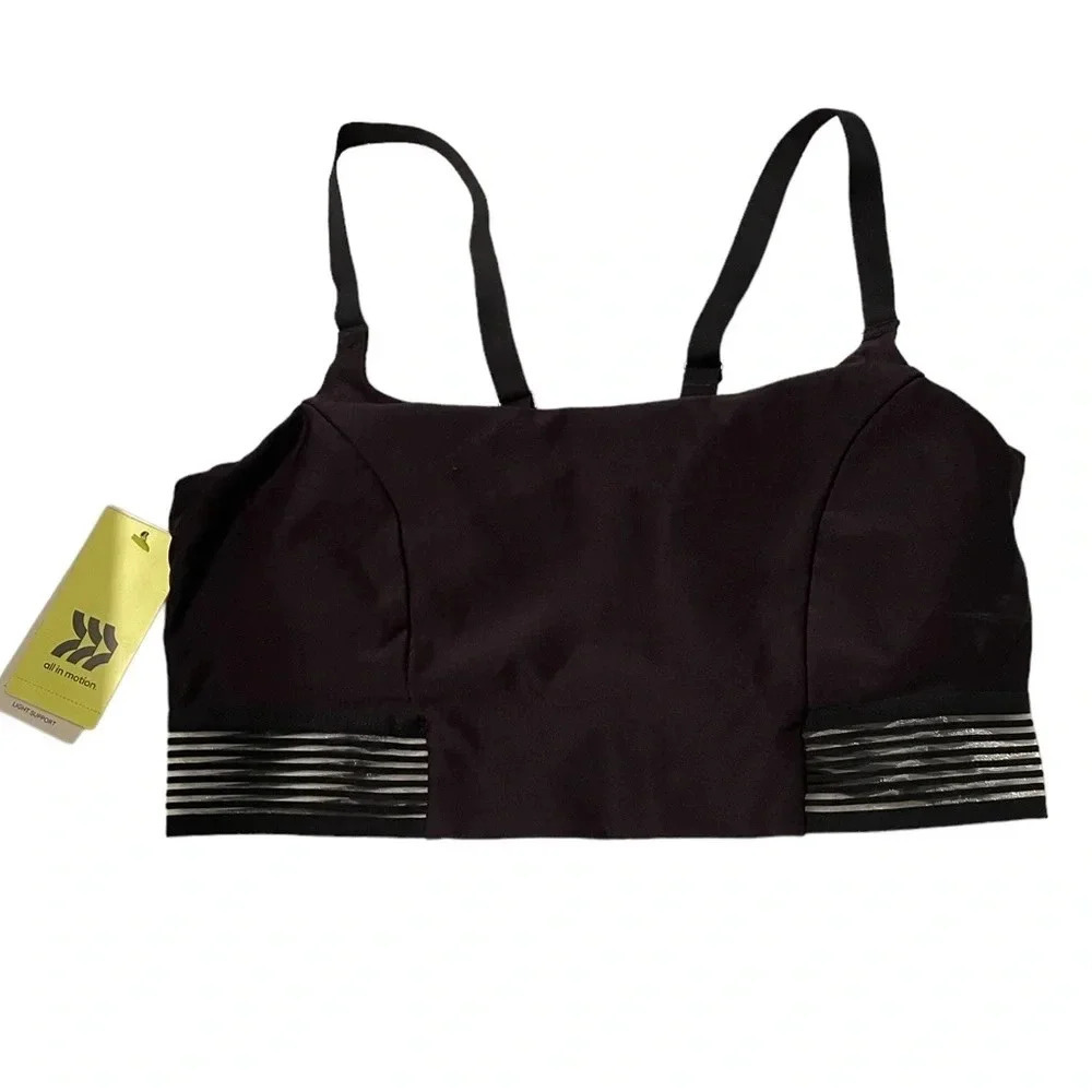 all in motion Black Striped Band Longline Sports Bra